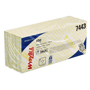 WypAll X50 Colour Coded Cleaning Interfolded Cloths 7441 Yellow (Pack 50)