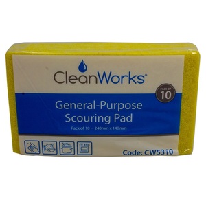 CleanWorks General Purpose Scouring Pad Yellow (Pack 10)