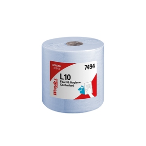 7494 WypAll L10 Food & Hygiene Wiping Paper Centrefeed Blue