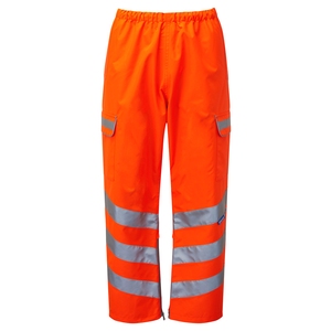 PULSAR PROTECT Rail Spec High Visibility Waterproof Overtrousers Orange Sizes S to 3XL