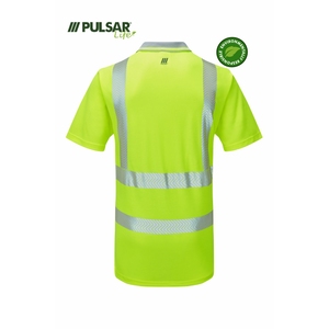 PULSAR LIFE Mens Sustainable High Visibility Short Sleeved Polo Shirt Yellow
